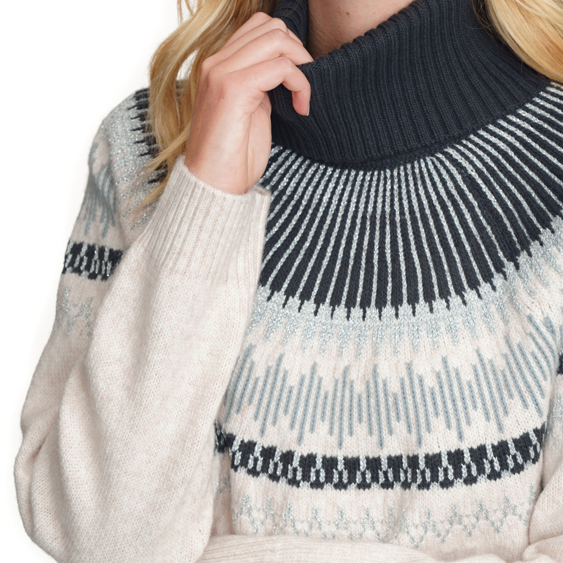 Damen Rollkragenpullover mit Norwegermuster