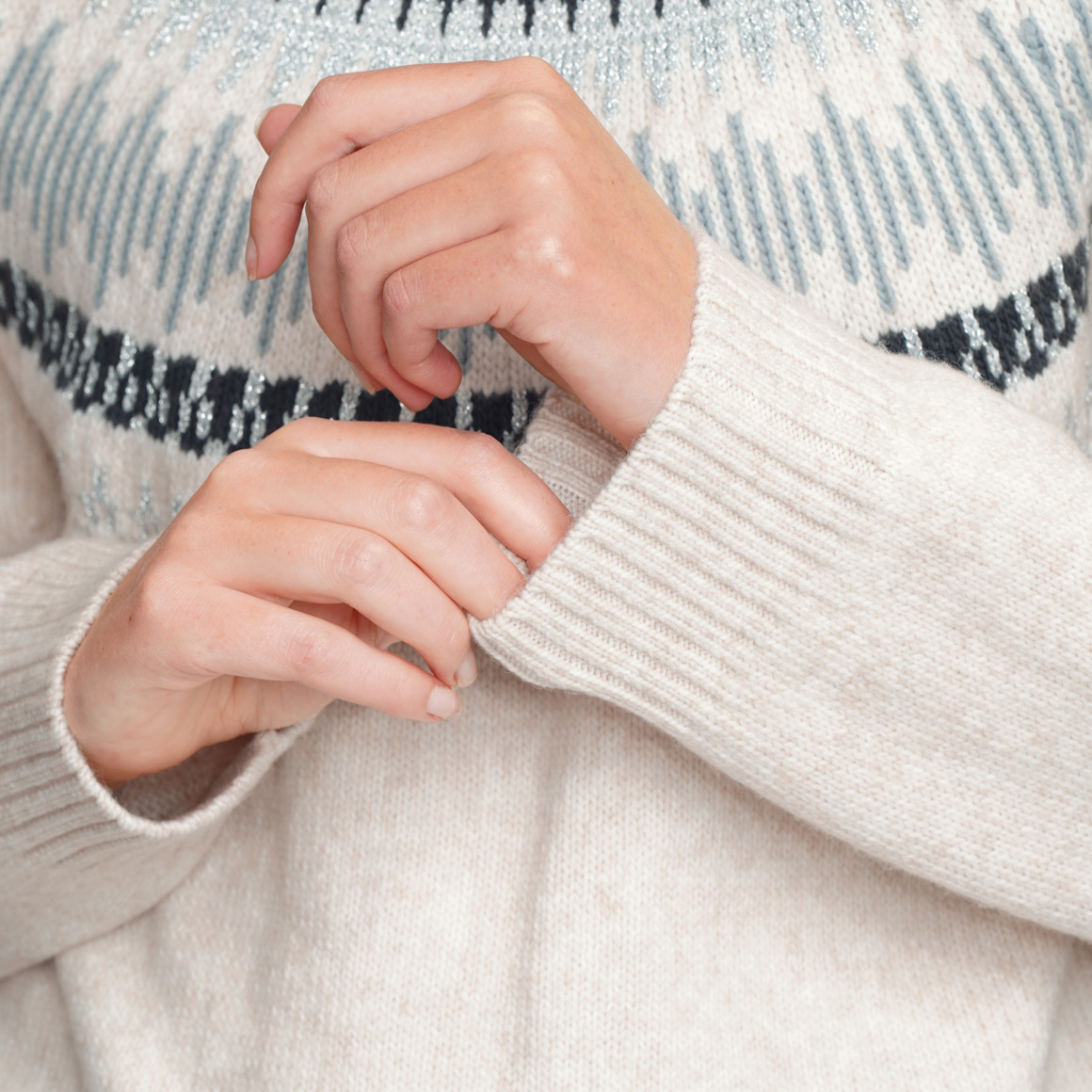 Damen Rollkragenpullover mit Norwegermuster