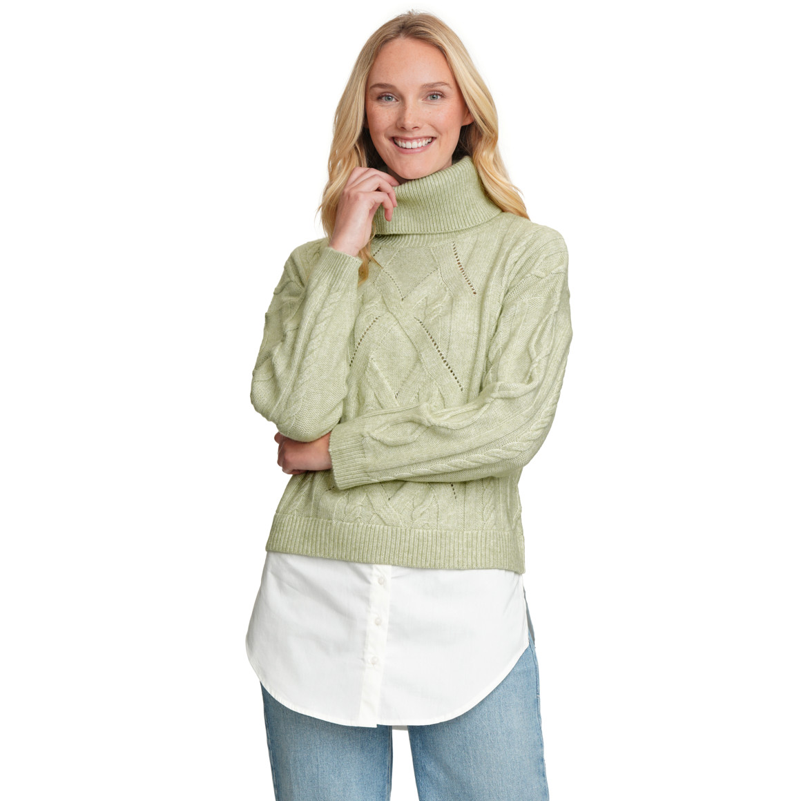 Damen Strickpullover im Lagen-Look