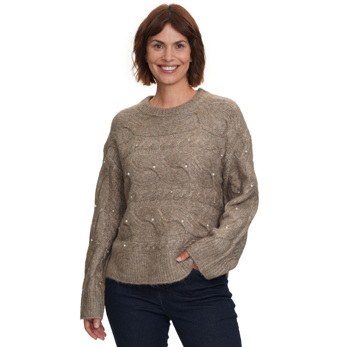Gebreide trui met parels Dames
