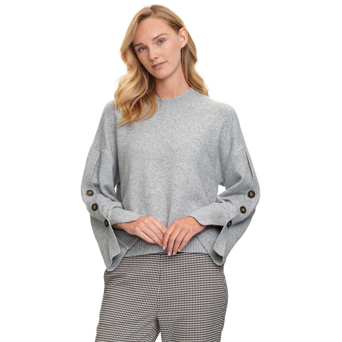 Dames gebreide trui met sierknopen