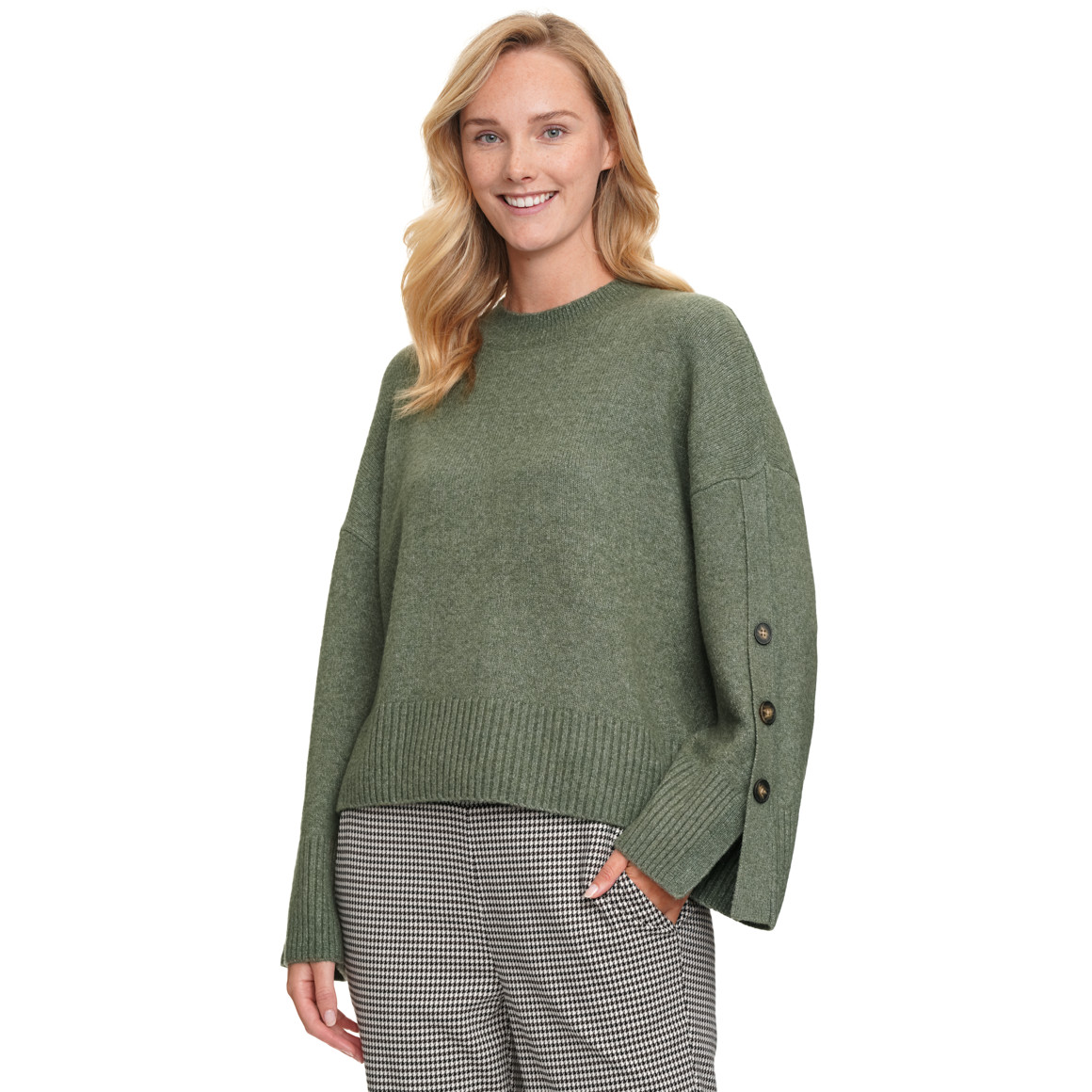 Dames gebreide trui met sierknopen