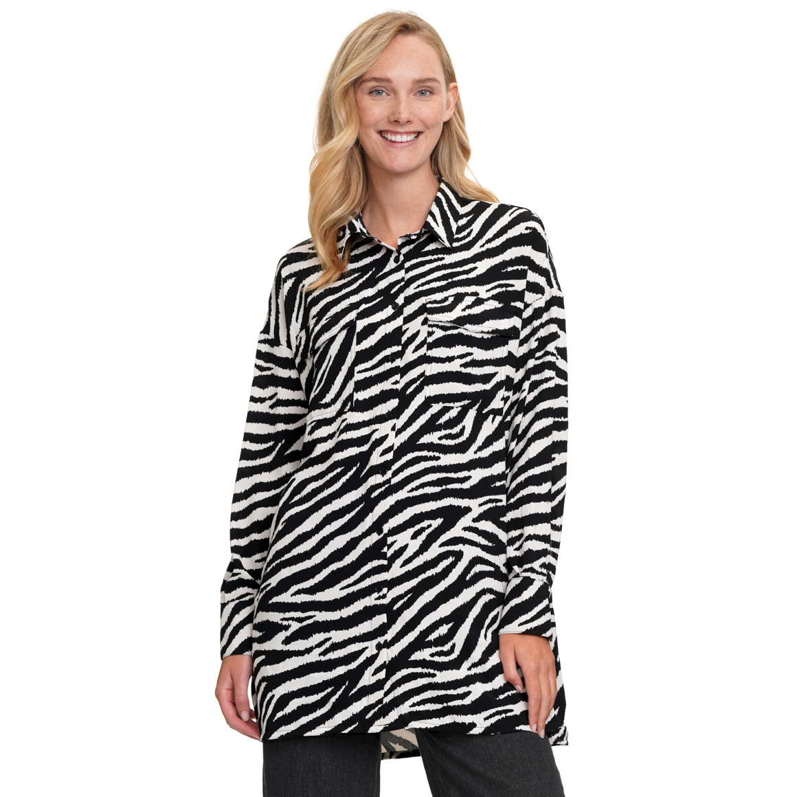 Damen Longbluse mit Animal-Print