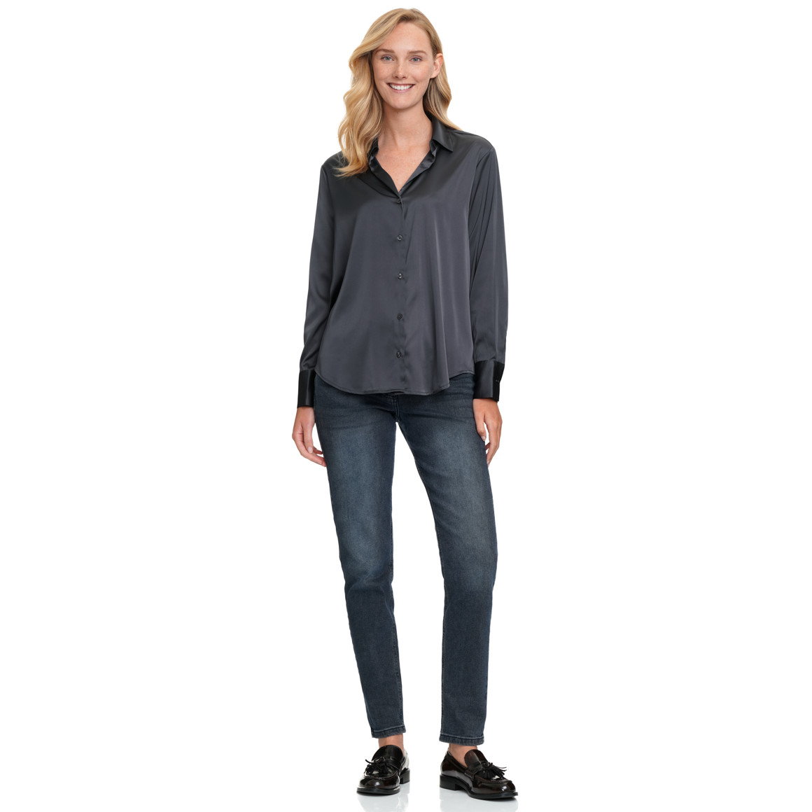 Damesblouse met satijnlook