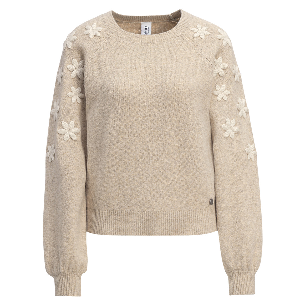 Damen Strickpullover mit floraler Applikation