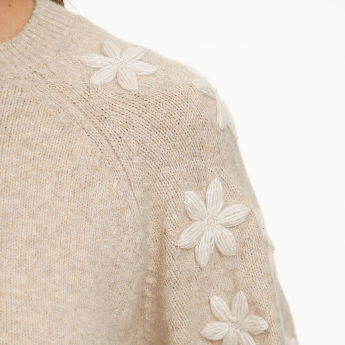 Damen Strickpullover mit floraler Applikation