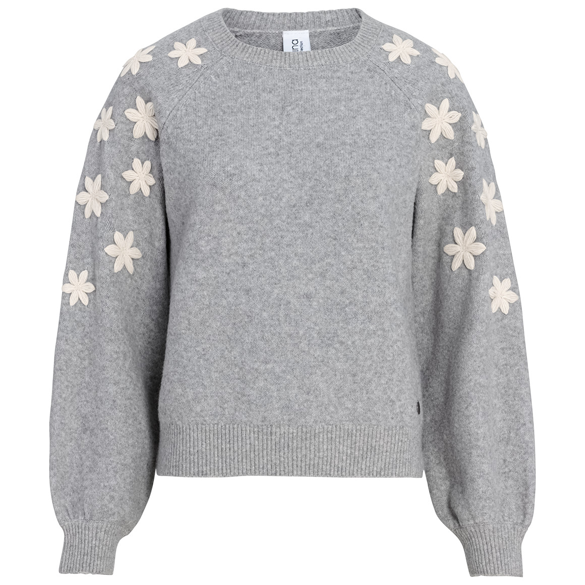 Gebreide damestrui met bloemenapplicatie