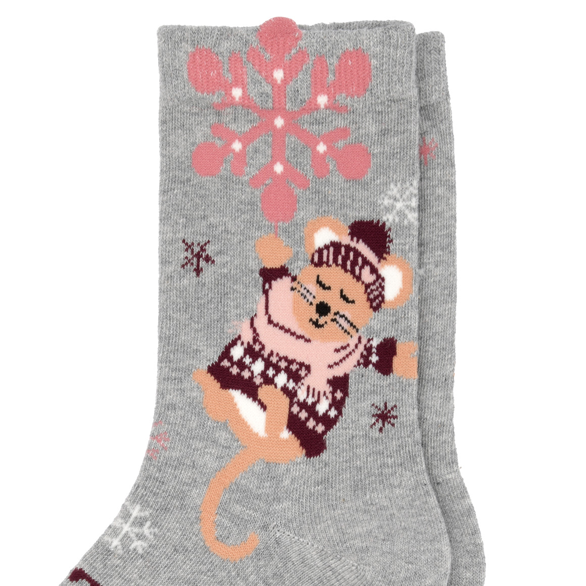 1 Paar Damen Weihnachtssocken mit Maus-Motiv