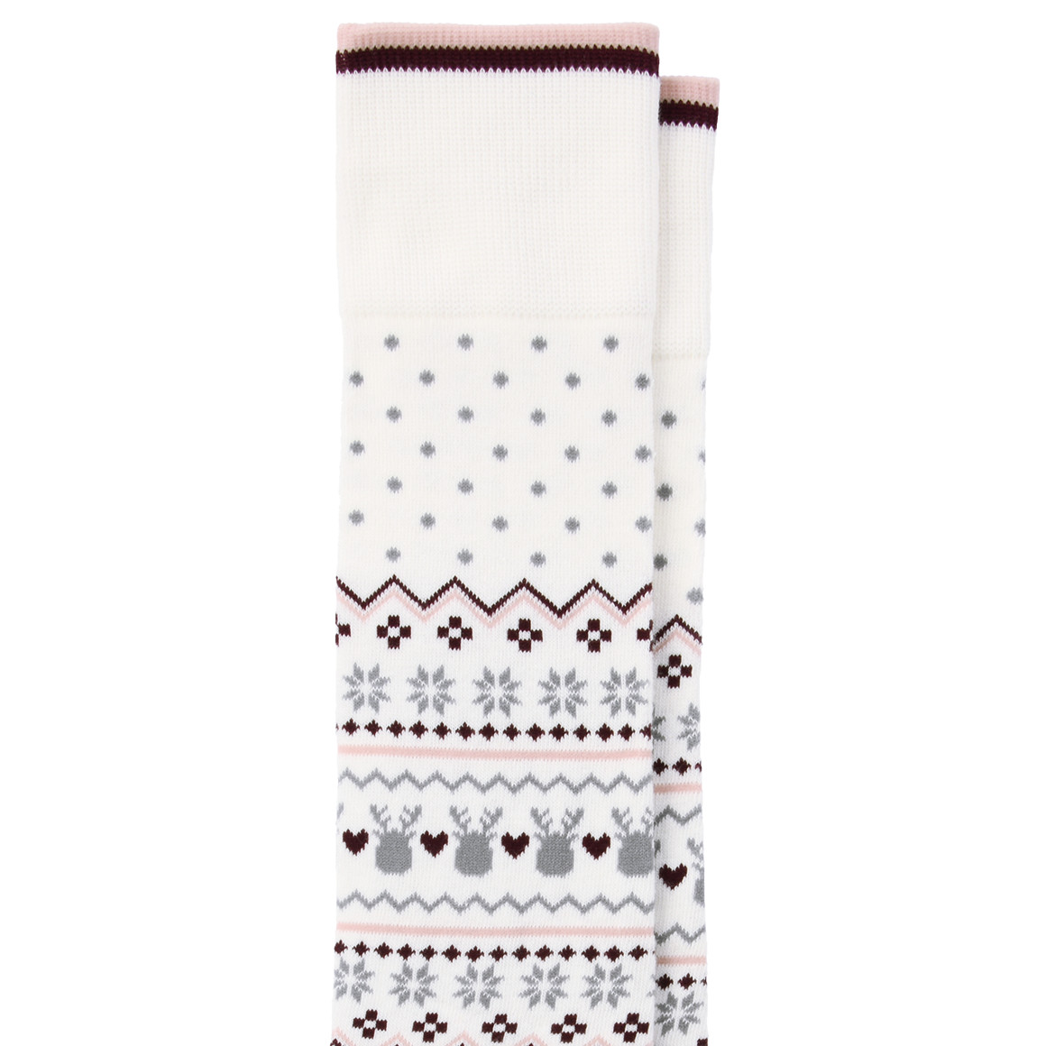 1 Paar Damen Kniestrümpfe mit Norweger-Muster