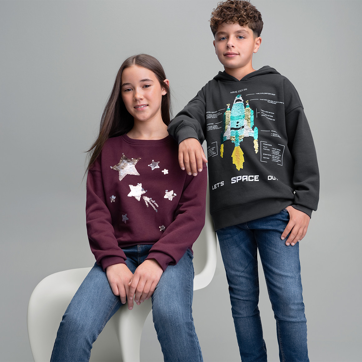 Mädchen Sweatshirt mit Wendepailletten