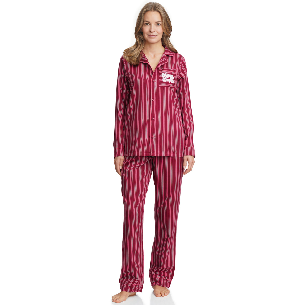 Dames kerstpyjama met strepen