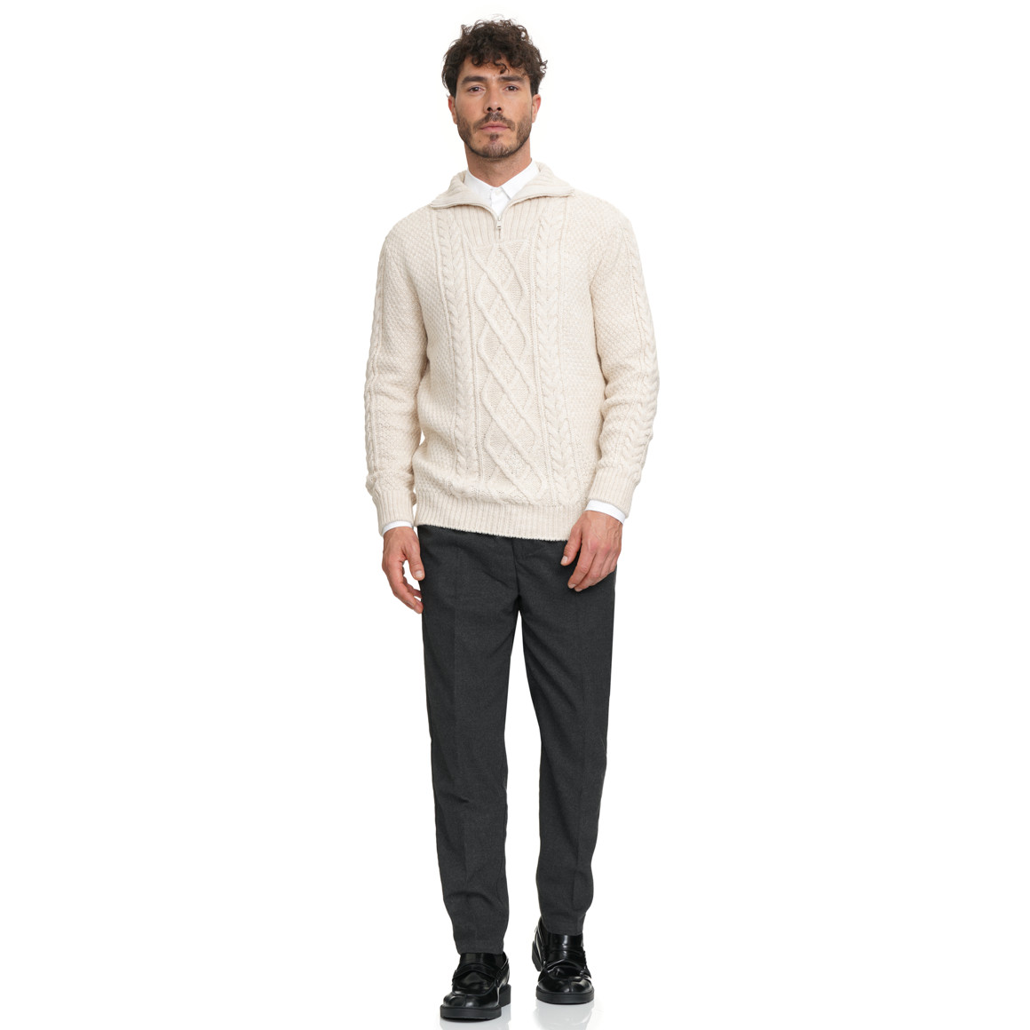 Herren Strickpullover mit Zopf-Muster 