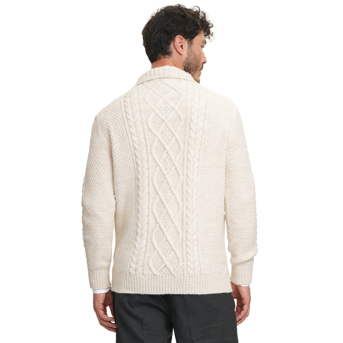 Herren Strickpullover mit Zopf-Muster 