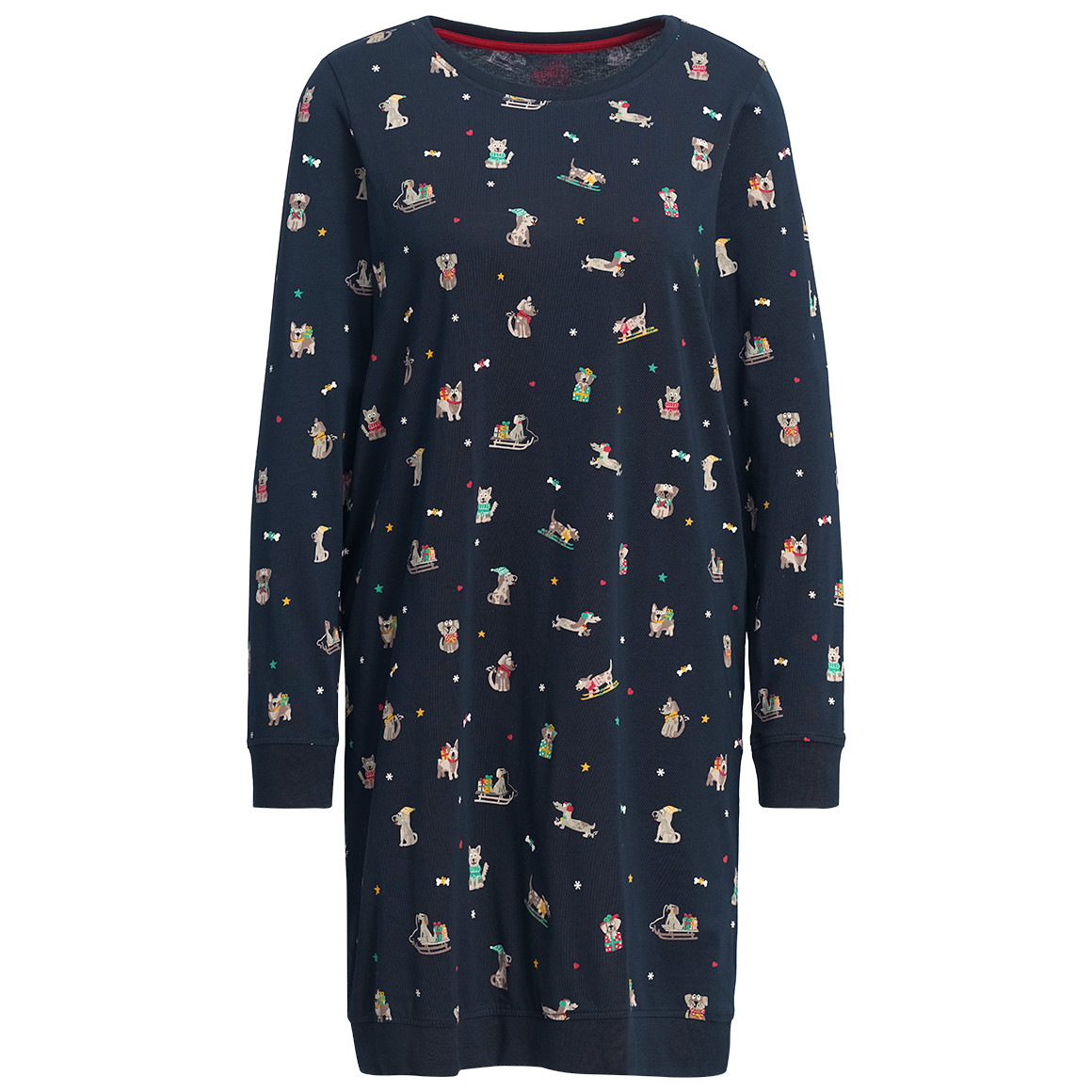 Kerstnachtjapon met all-over print voor dames