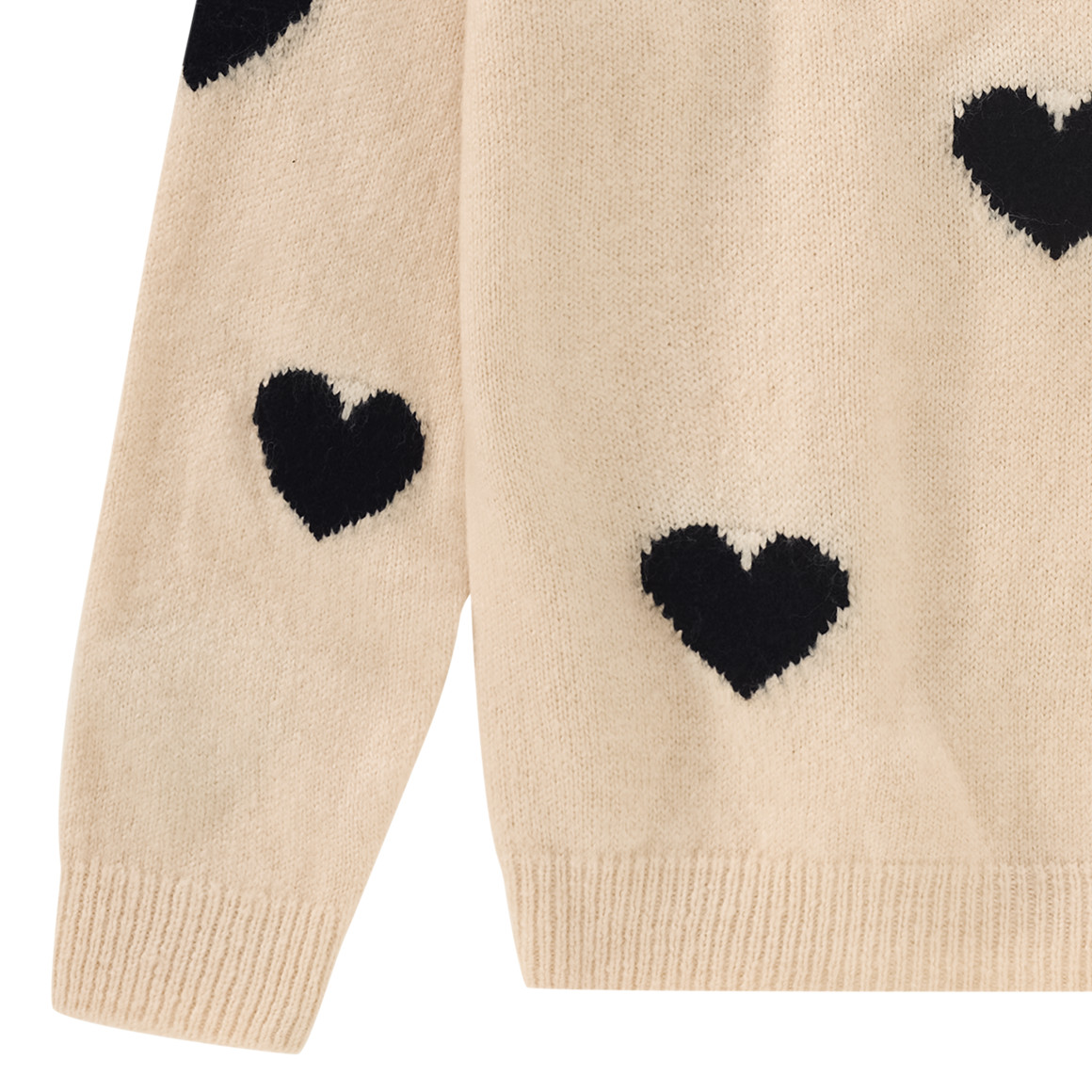 Gebreide meisjes trui met hartjesprint