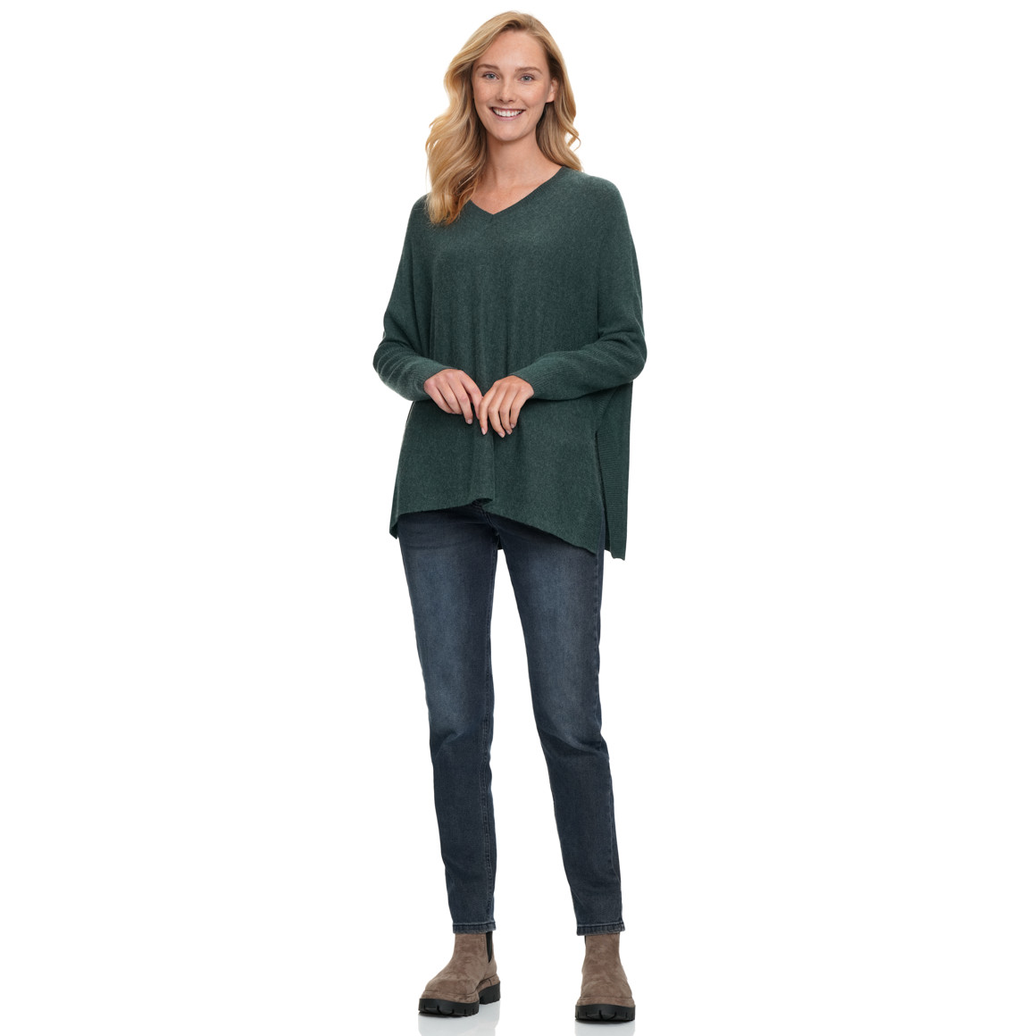 Damen Woll-Pullover mit V-Ausschnitt