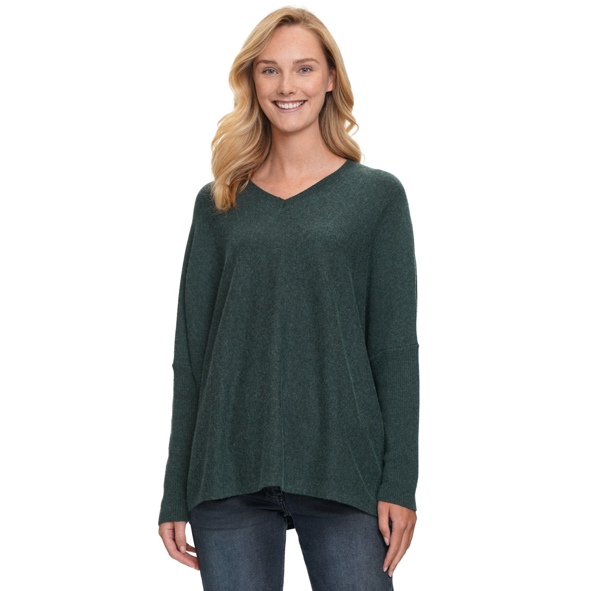 Damen Woll-Pullover mit V-Ausschnitt