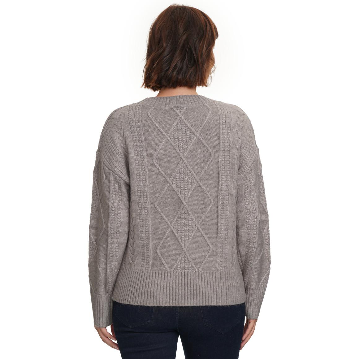 Damen Strickpullover mit Zopfmuster