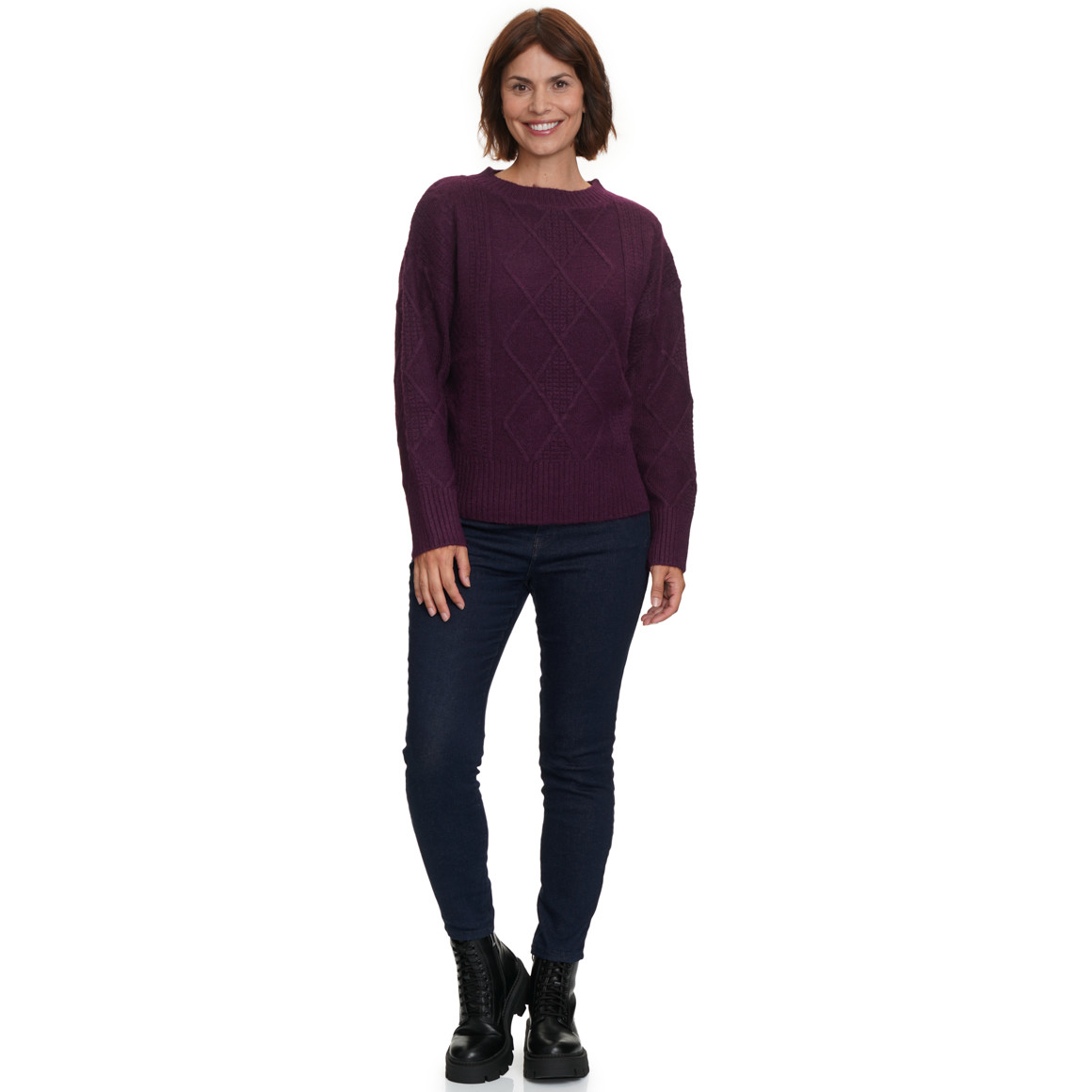 Damen Strickpullover mit Zopfmuster