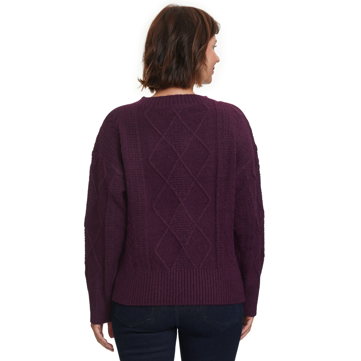 Damen Strickpullover mit Zopfmuster