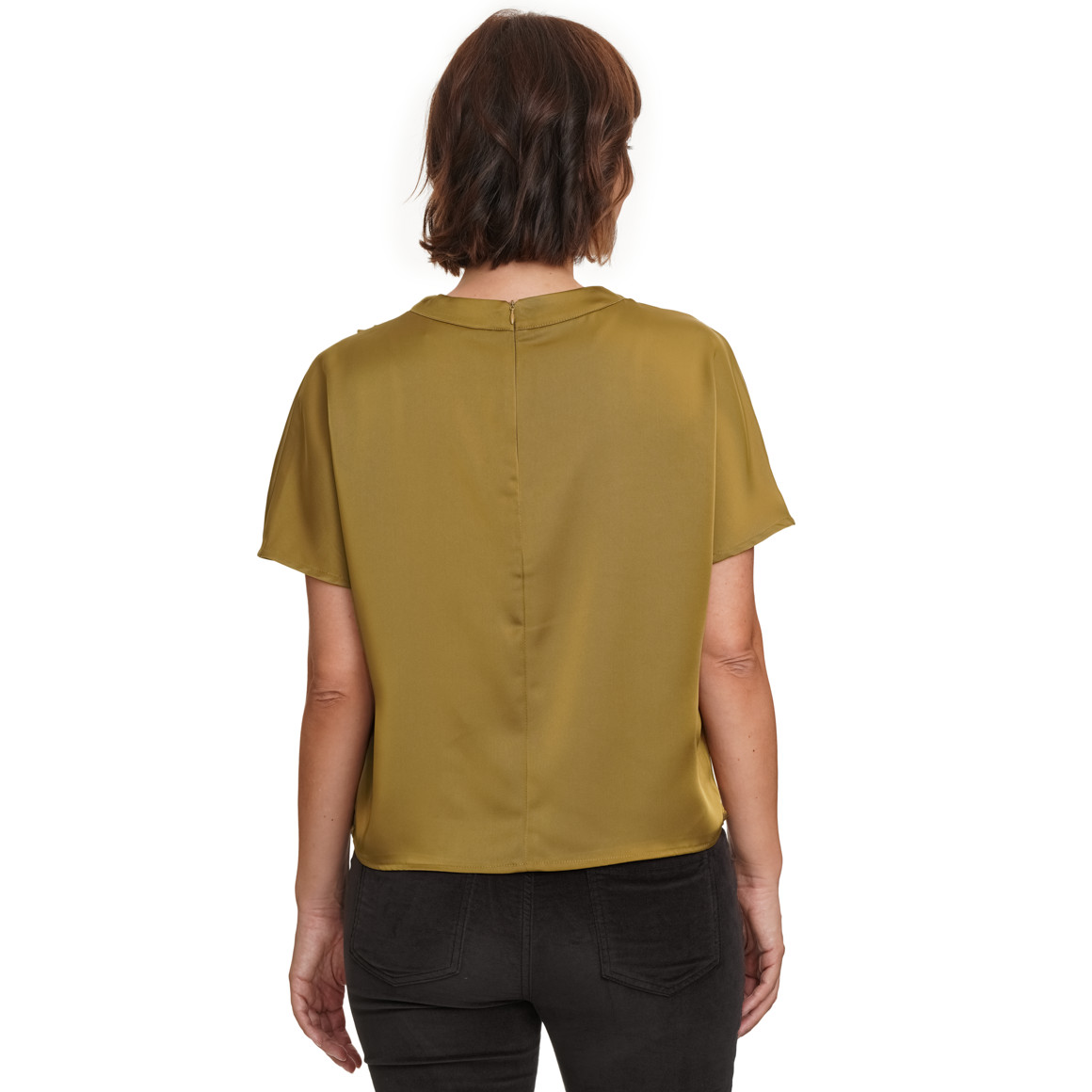 Damesblouse van satijn met plooidetail