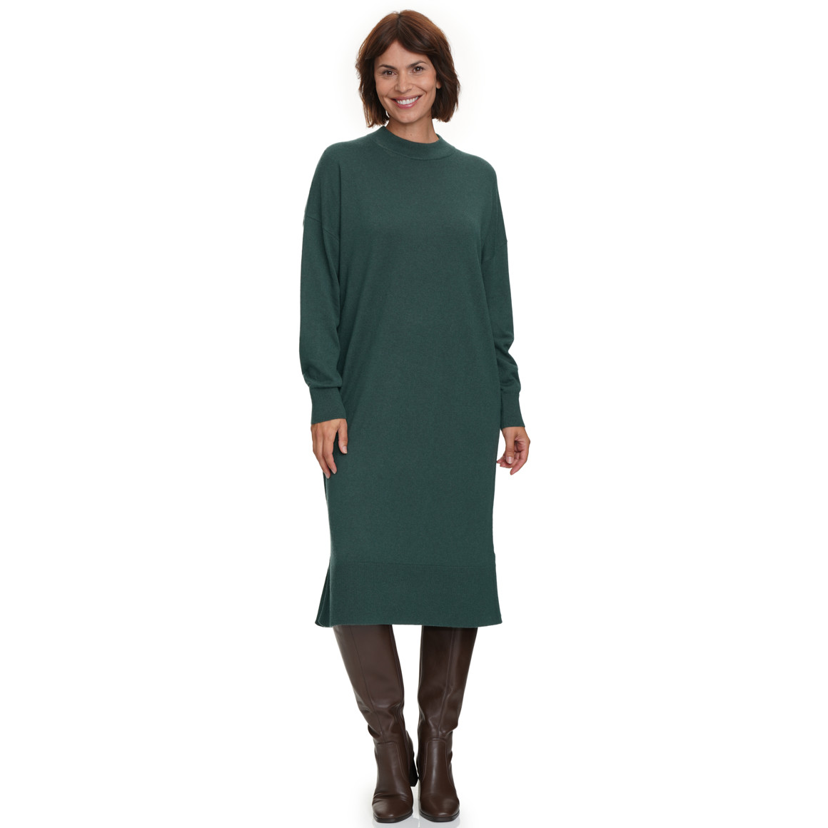 Wollen gebreide damesjurk met lange mouwen