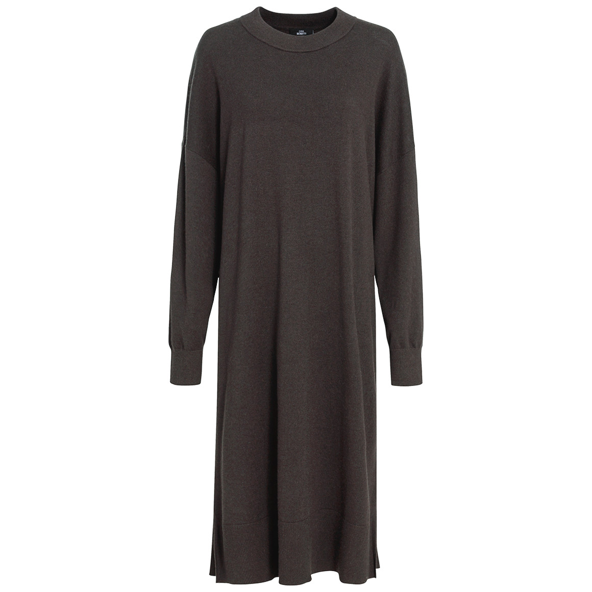 Wollen gebreide damesjurk met lange mouwen