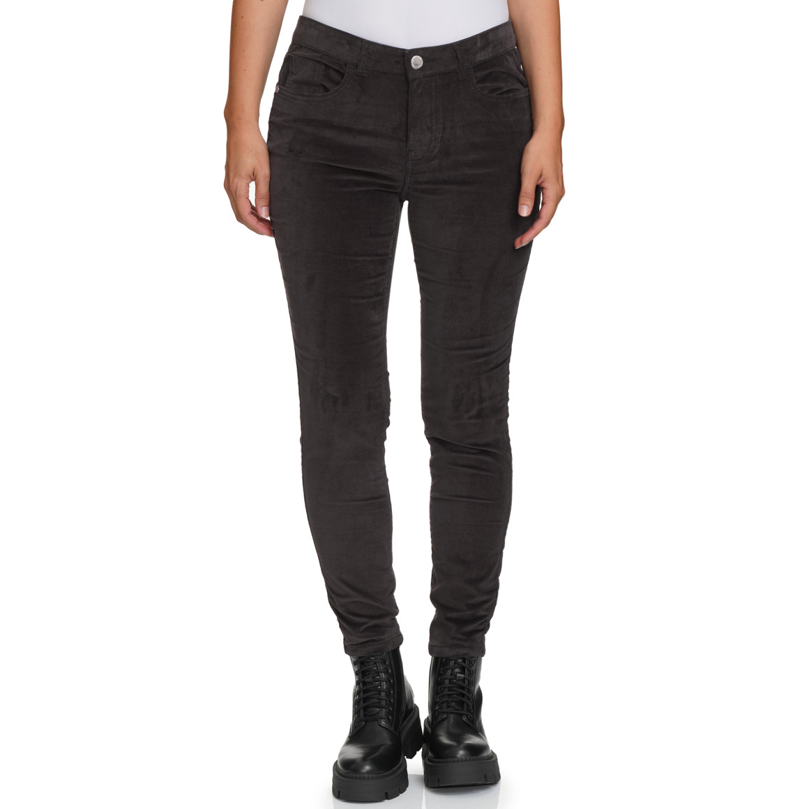 Damen Samthose mit Slim-Fit