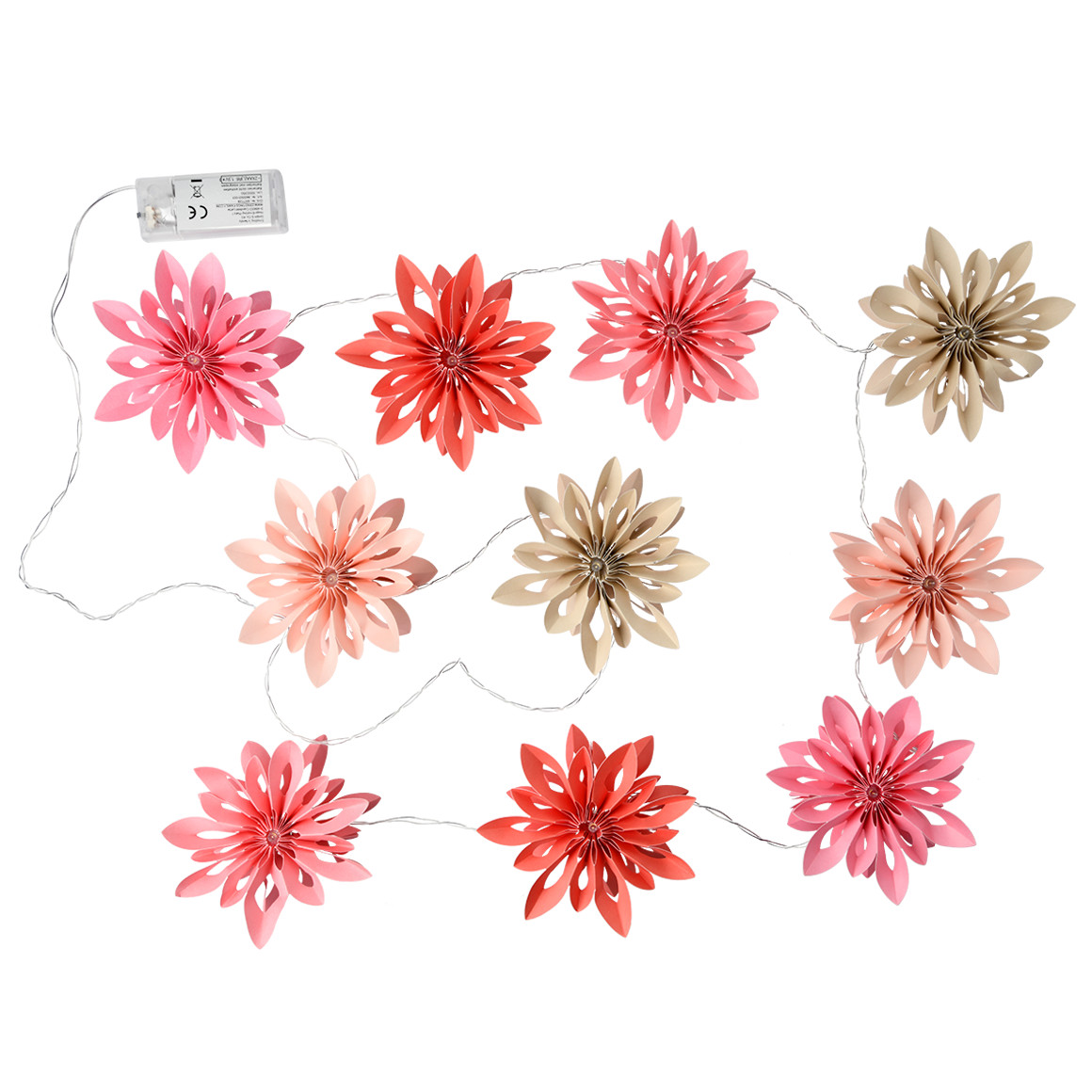 LED-Lichterkette mit Papierblumen