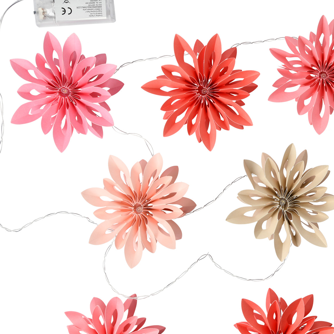 LED-Lichterkette mit Papierblumen