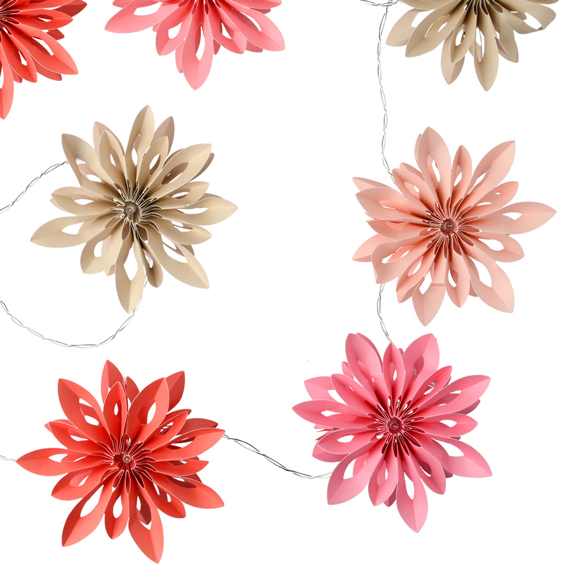LED-Lichterkette mit Papierblumen