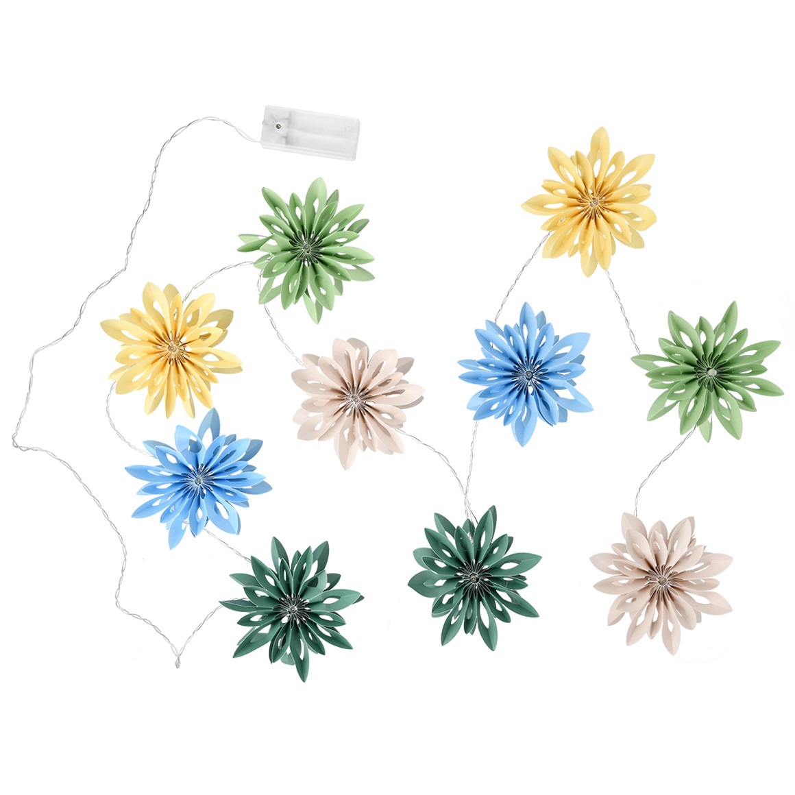 LED-Lichterkette mit Papierblumen