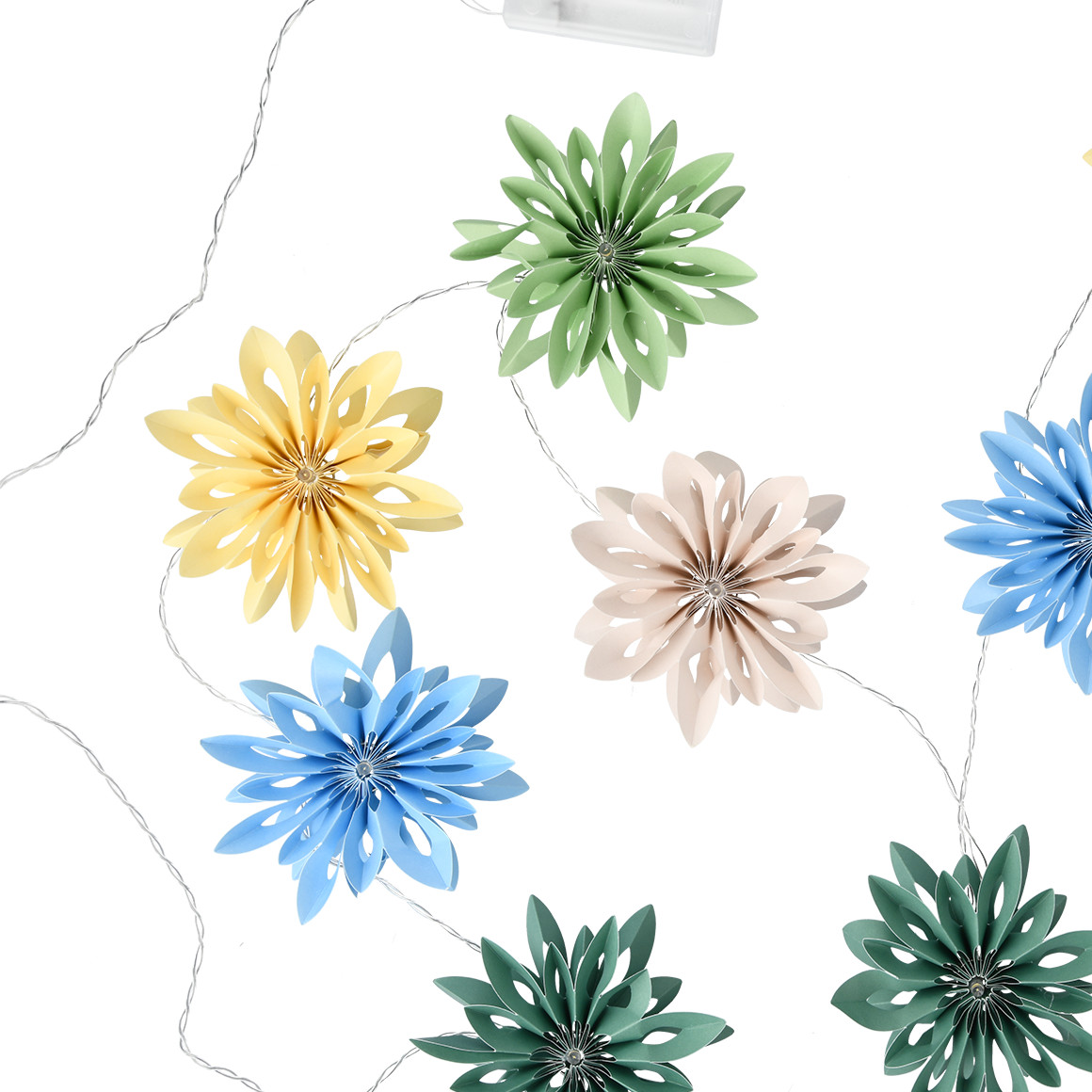 LED-Lichterkette mit Papierblumen