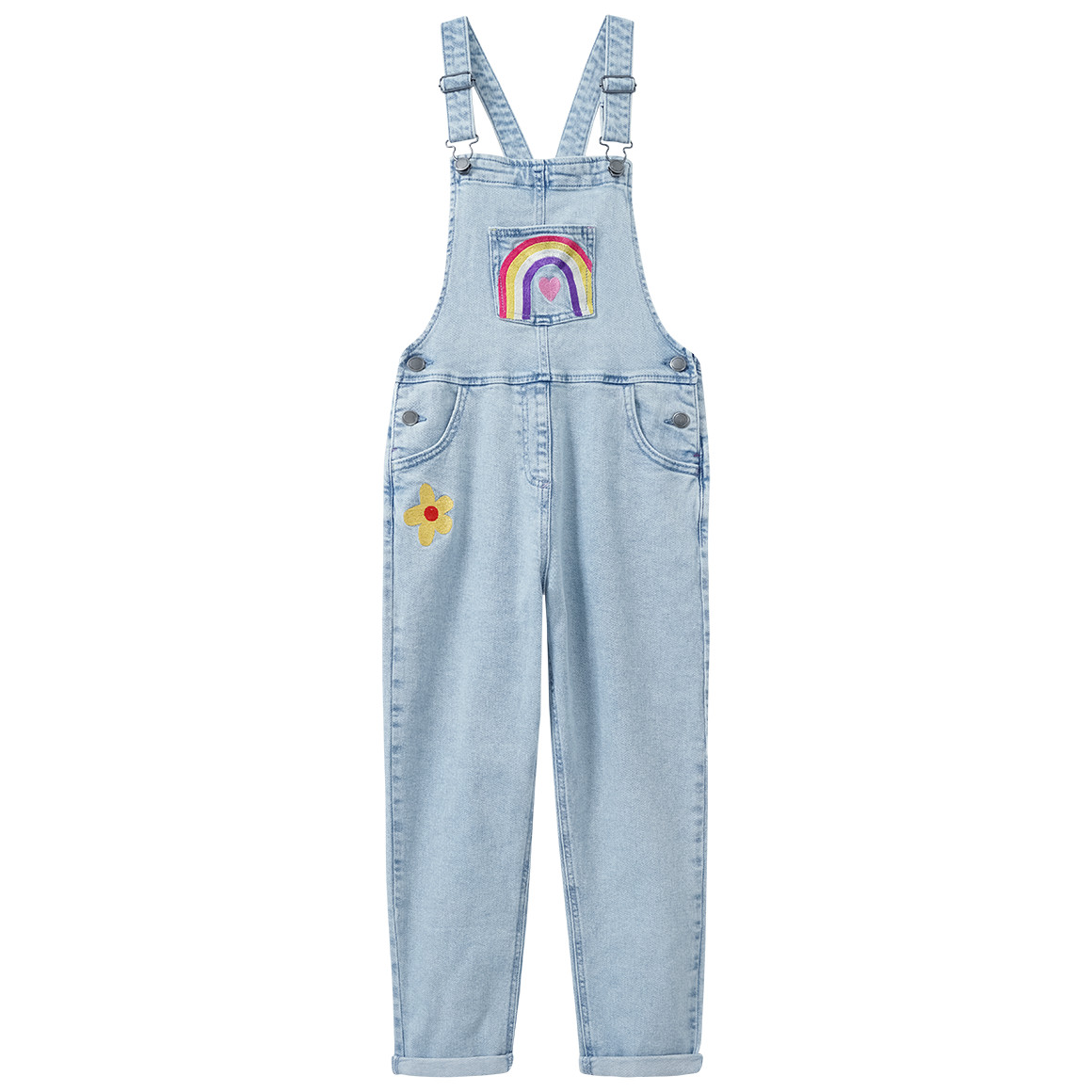 Meisjes tuinbroek met kleurrijk borduursel