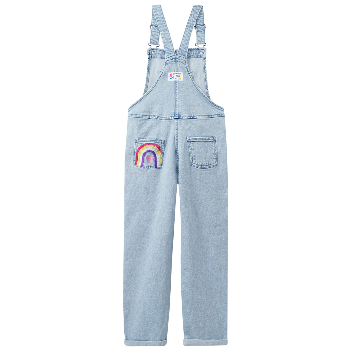 Meisjes tuinbroek met kleurrijk borduursel