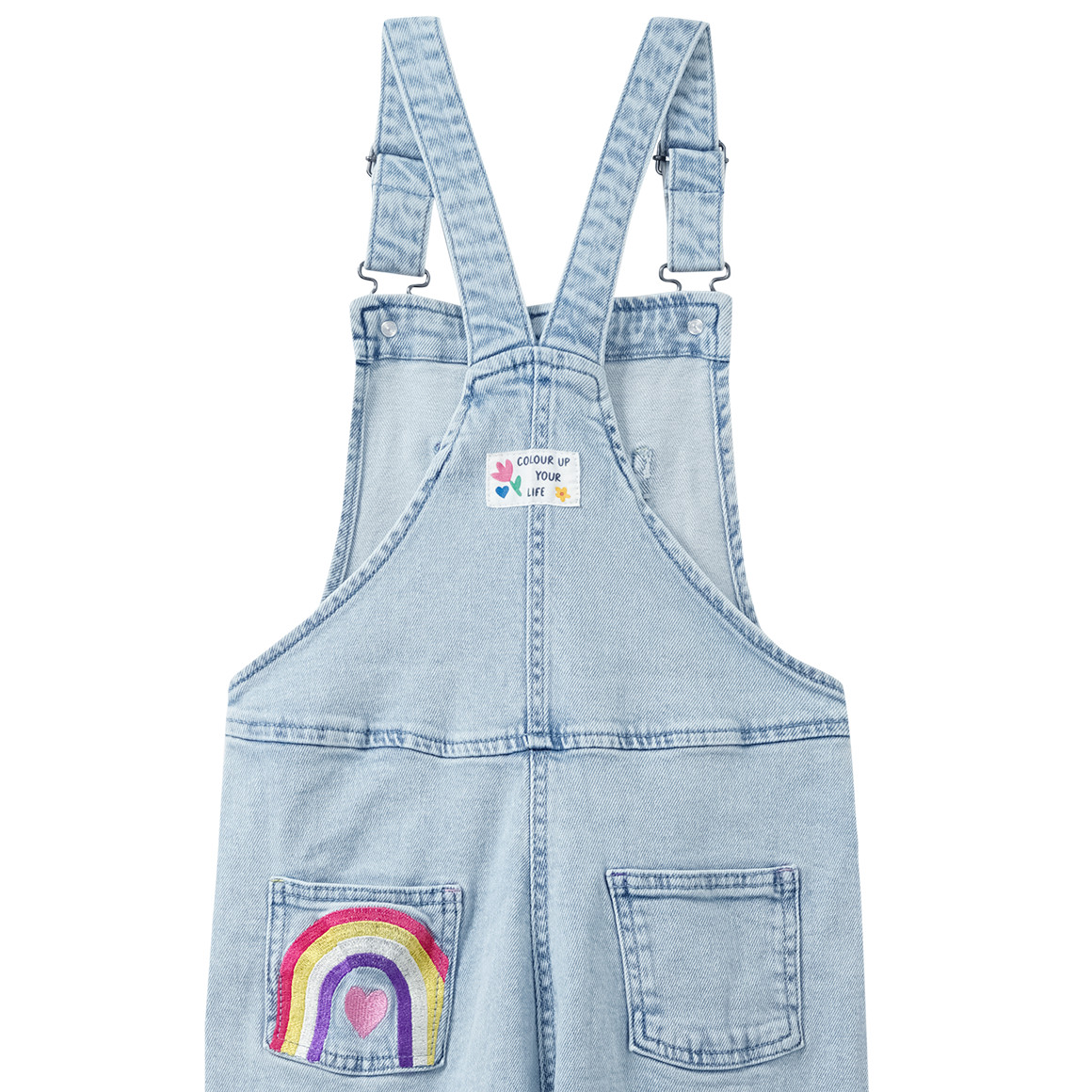 Meisjes tuinbroek met kleurrijk borduursel