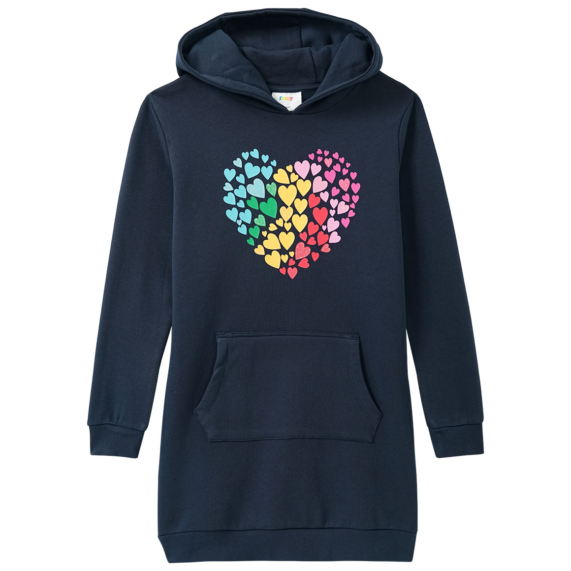 Meisjes sweatjurk met hartjesprint