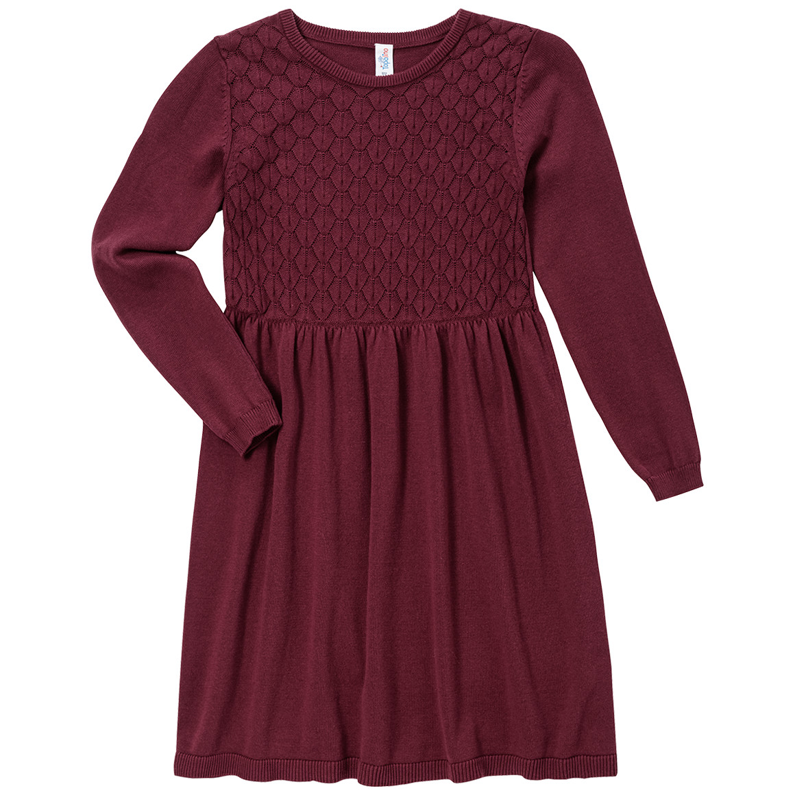 Gebreide meisjesjurk met honingraatstructuur