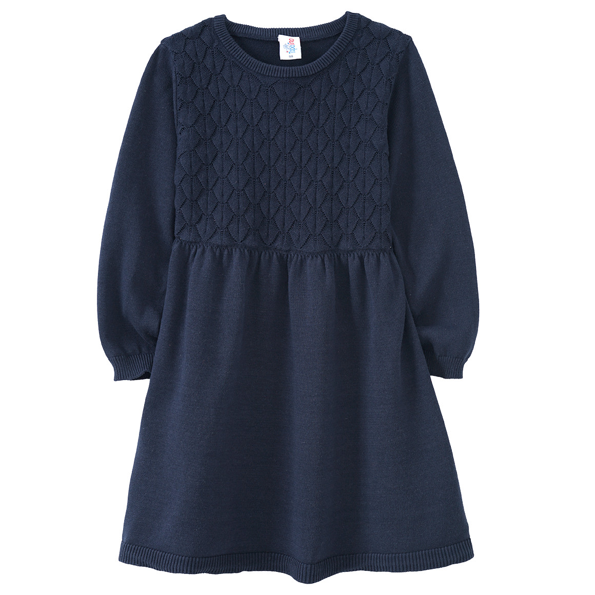 Gebreide meisjesjurk met honingraatstructuur