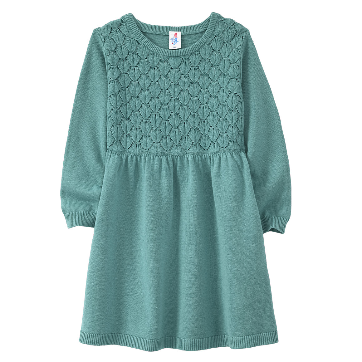 Gebreide meisjesjurk met honingraatstructuur