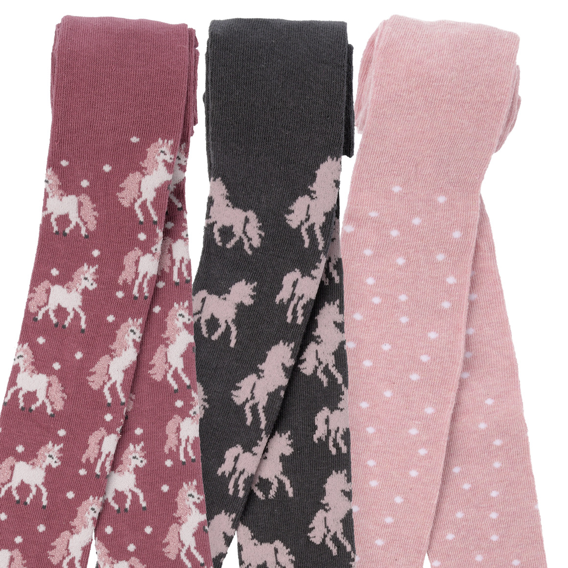3 Mädchen Strumpfhosen mit Muster-Mix