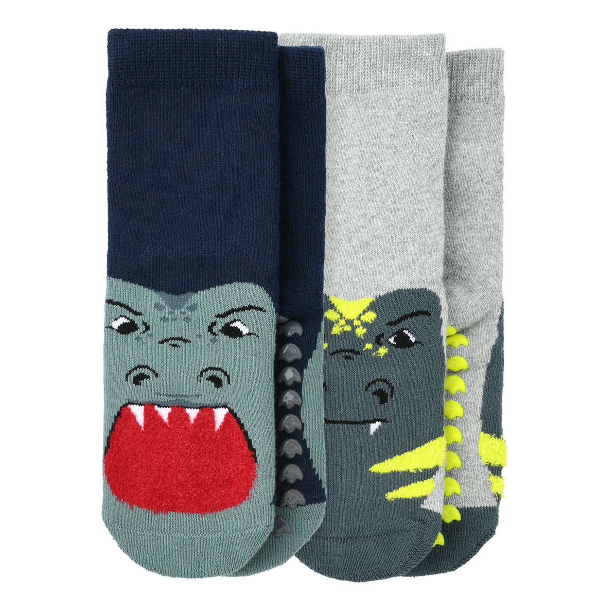 2 Jungen Stoppersocken mit Dino-Motiven