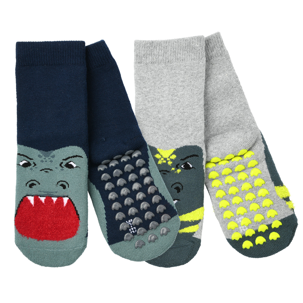 2 Jungen Stoppersocken mit Dino-Motiven