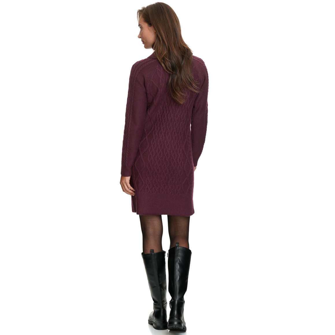 Dames gebreide jurk met kabelpatroon