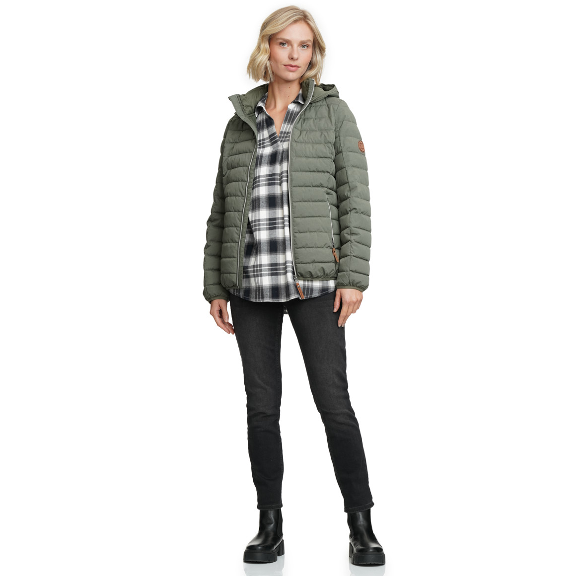 Dames gewatteerd jack met capuchon