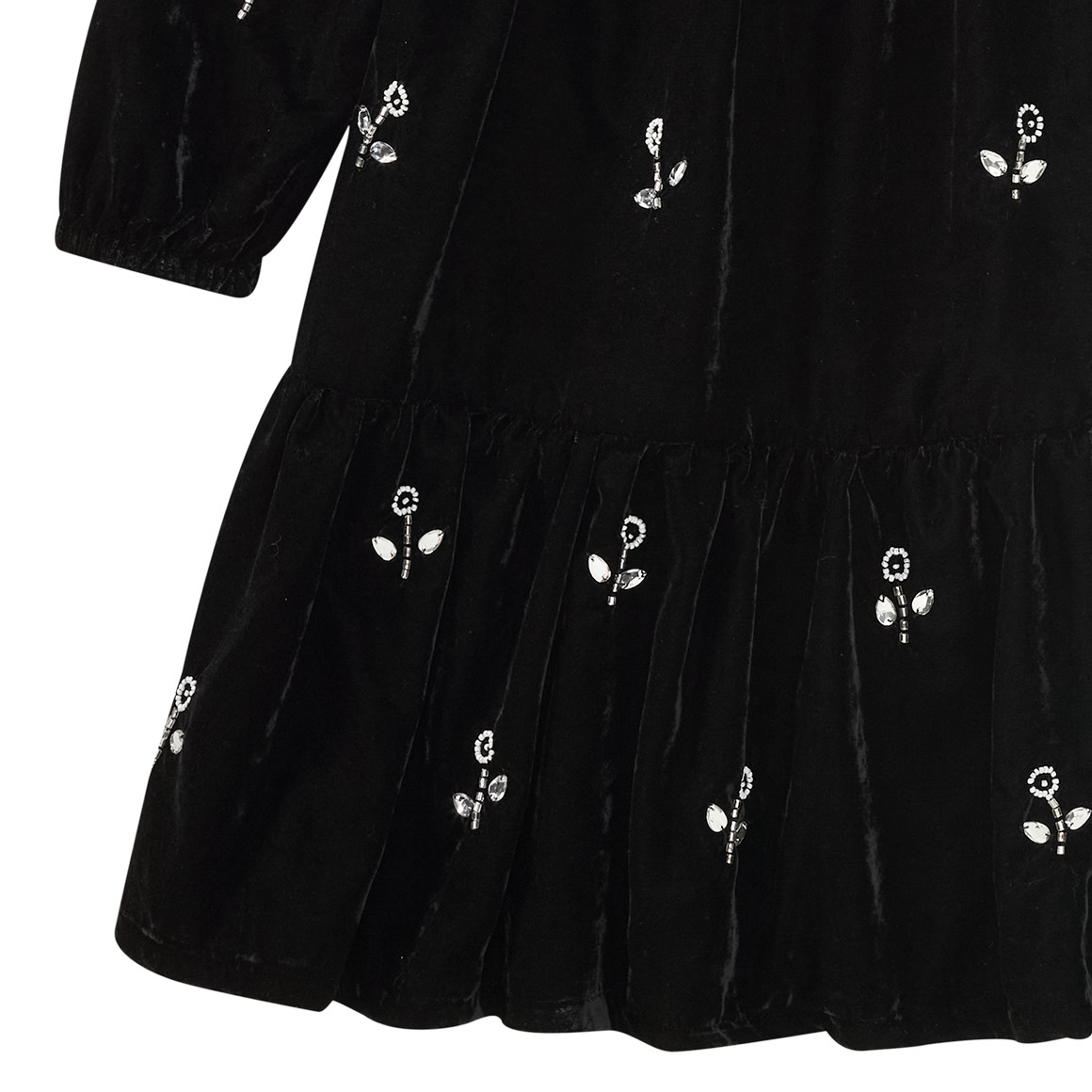 Mädchen Samtkleid mit Glitzersteinchen