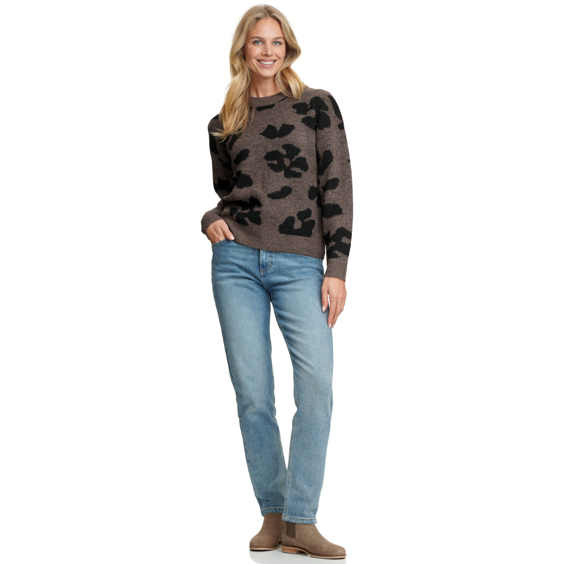 Gebreide damestrui met all-overmotief