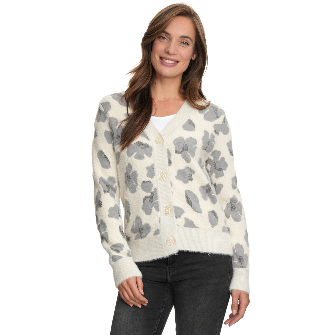 Damen Strickjacke mit Effektgarn