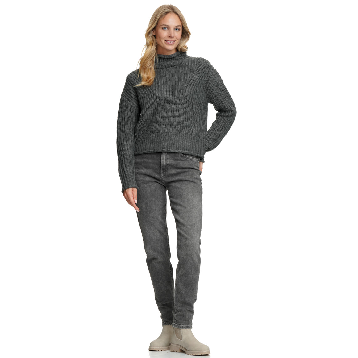 Damen Strickpullover mit Stehkragen