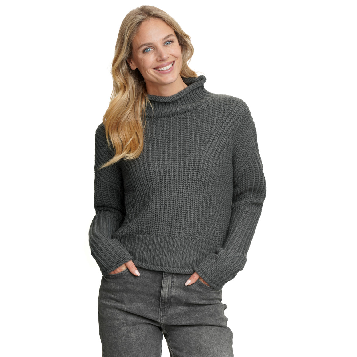 Damen Strickpullover mit Stehkragen
